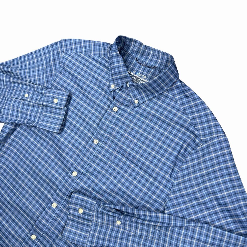 Vineyard Vines OTG Men’s Medium Blue Plaid Long-Sleeve Performance Button-Down
